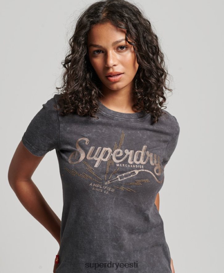 Superdry naised vintage kaubapoe kõhn t-särk B2LT42708 Riietus must