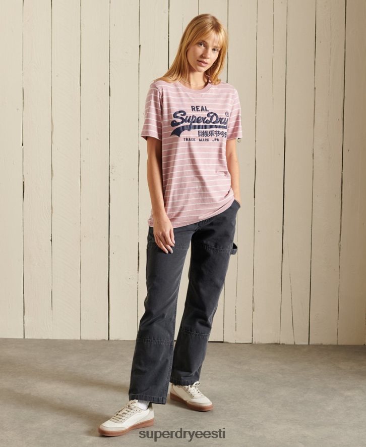 Superdry naised vintage logo allikas triibuline t-särk B2LT42804 Riietus roosa