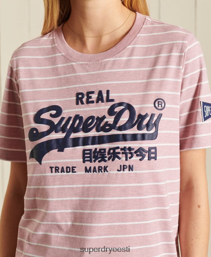 Superdry naised vintage logo allikas triibuline t-särk B2LT42804 Riietus roosa