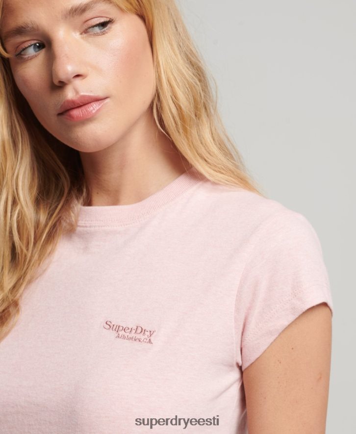 Superdry naised vintage logo korgiga varrukatega T-särk B2LT42645 Riietus roosa