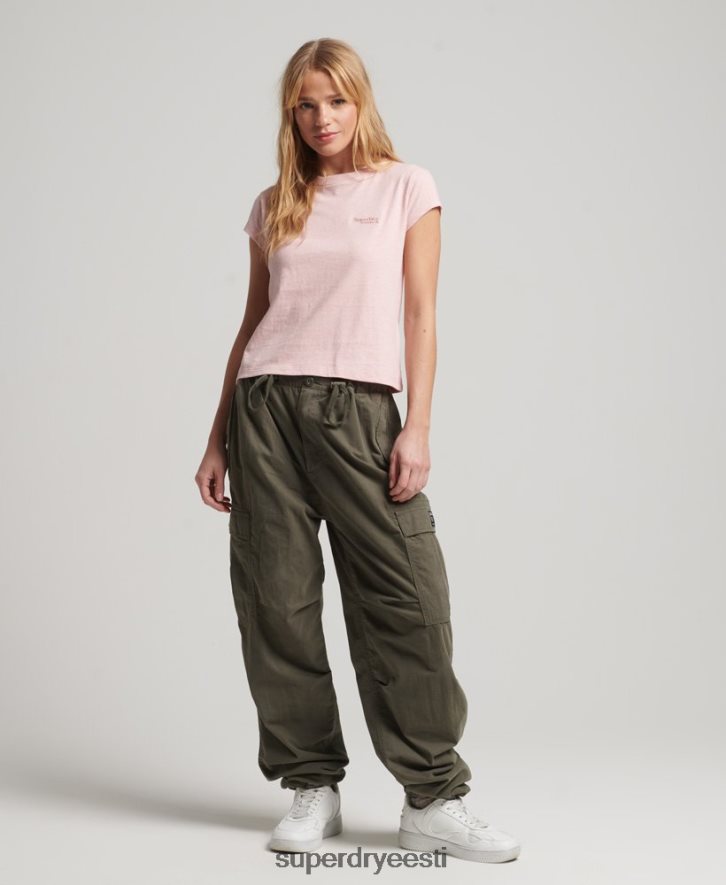 Superdry naised vintage logo korgiga varrukatega T-särk B2LT42645 Riietus roosa