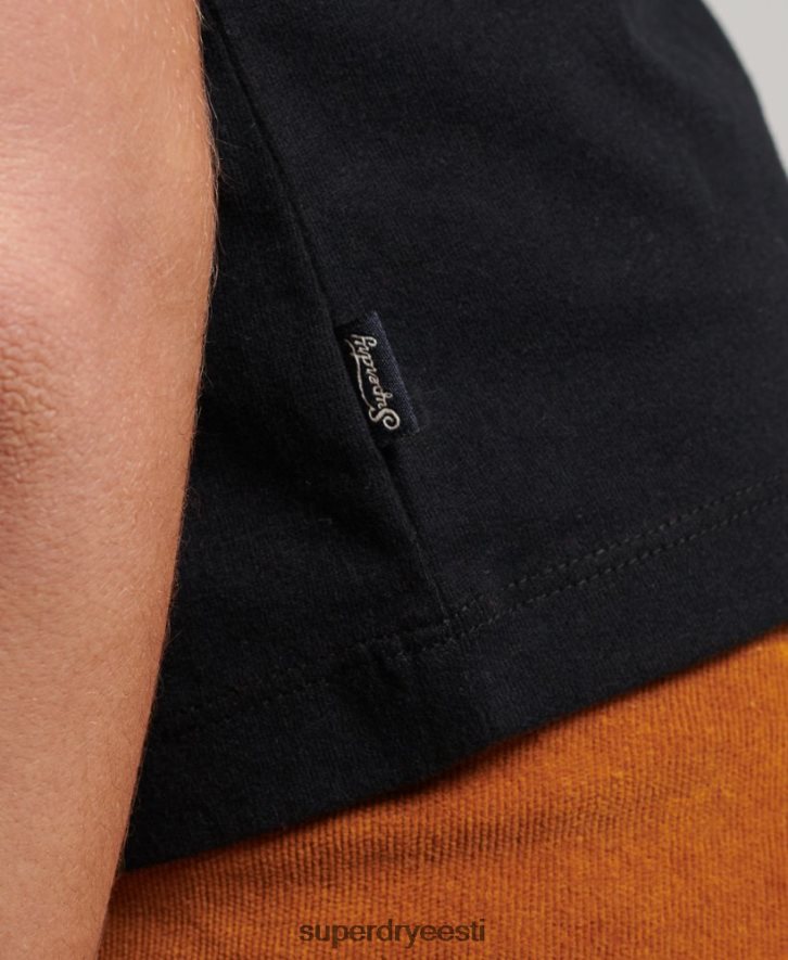Superdry naised vintage logo korgiga varrukatega T-särk B2LT42651 Riietus must