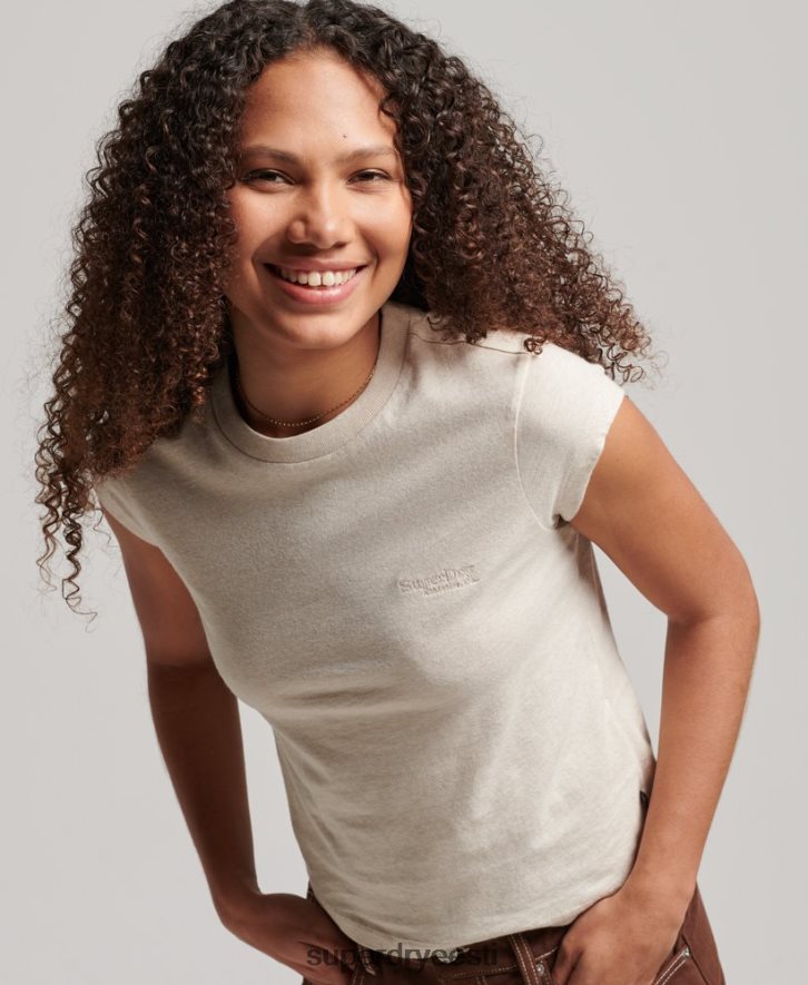 Superdry naised vintage logo korgiga varrukatega T-särk B2LT42681 Riietus beež