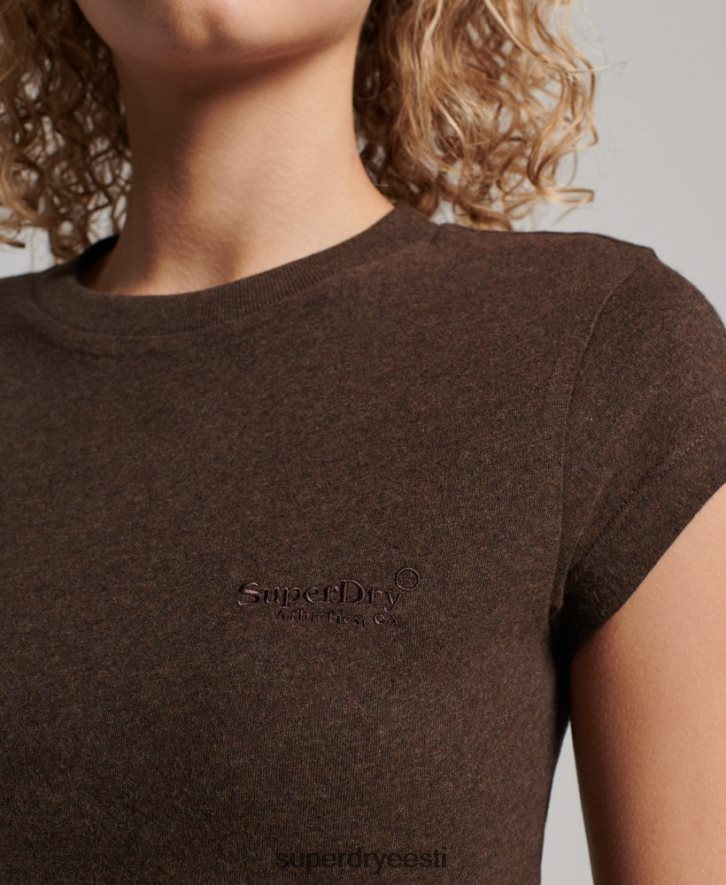 Superdry naised vintage logo korgiga varrukatega T-särk B2LT42716 Riietus pruun