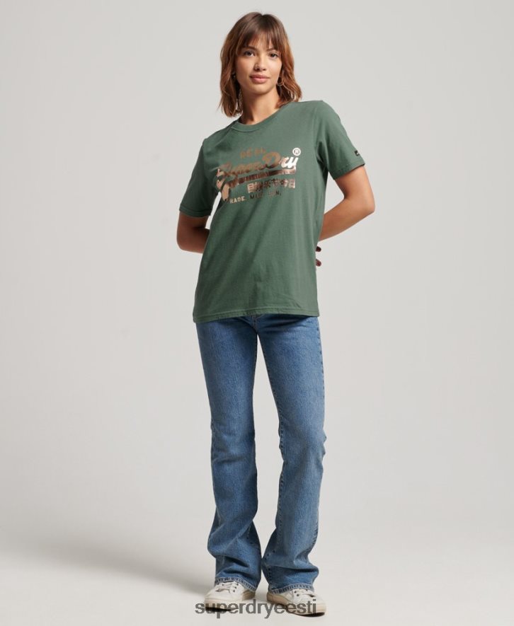 Superdry naised vintage logoga kaunistatud T-särk B2LT42292 Riietus roheline