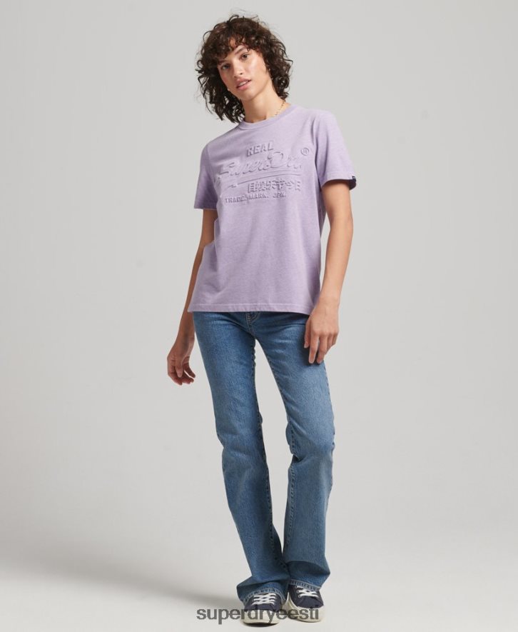 Superdry naised vintage logoga reljeefne T-särk B2LT42652 Riietus lilla