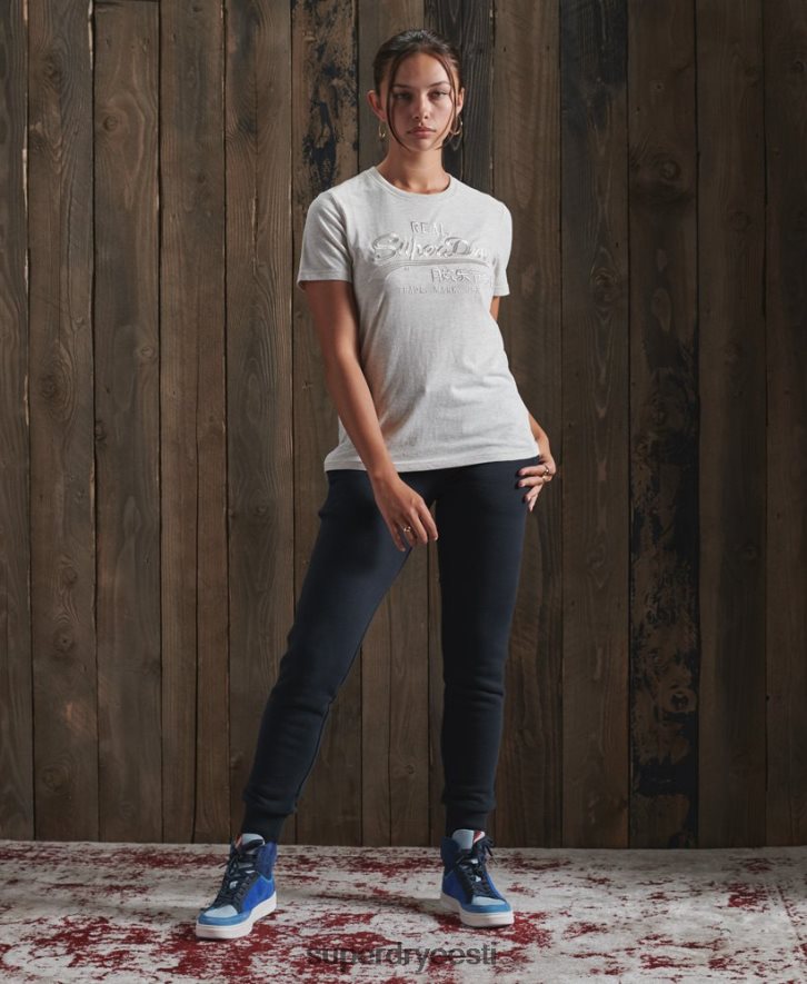 Superdry naised vintage logoga tonaalselt tikitud T-särk B2LT46305 Riietus helehall