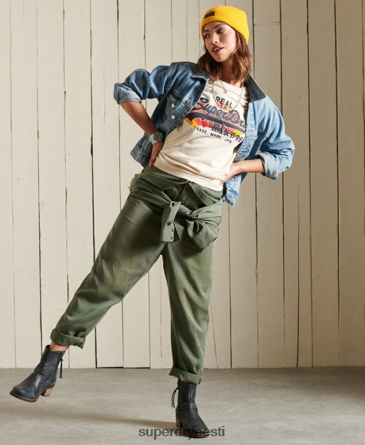 Superdry naised vintage logoga vikerkaare T-särk B2LT42822 Riietus kreem