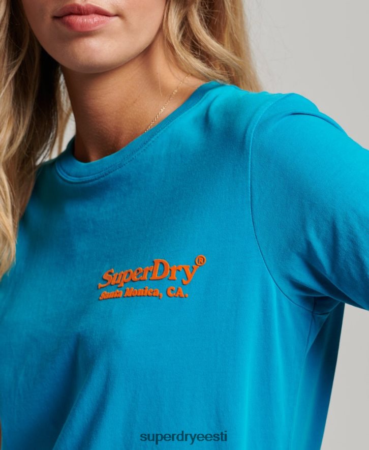Superdry naised vintage mängukoha t-särk B2LT42255 Riietus sinine