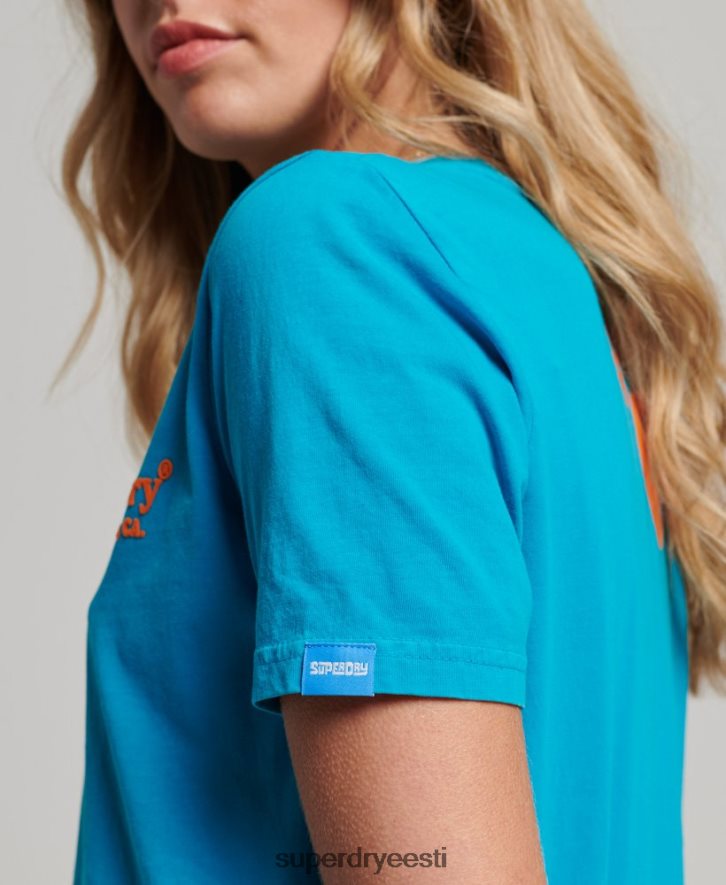 Superdry naised vintage mängukoha t-särk B2LT42255 Riietus sinine