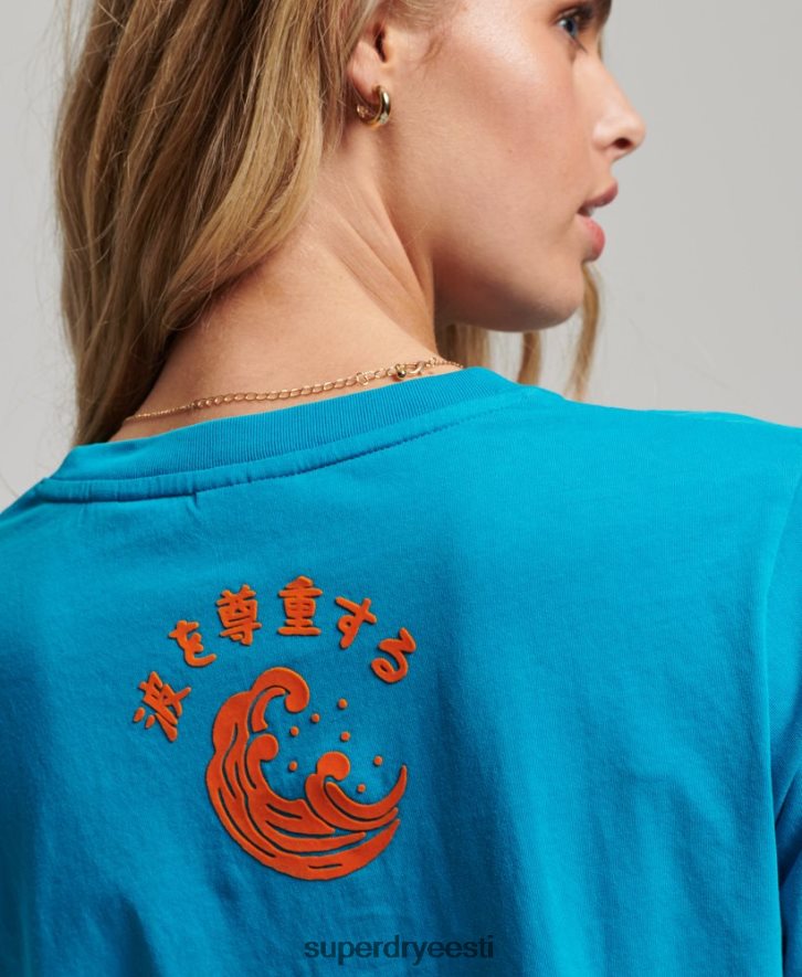 Superdry naised vintage mängukoha t-särk B2LT42255 Riietus sinine