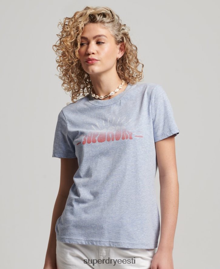 Superdry naised vintage nostalgia T-särk B2LT42217 Riietus helesinine