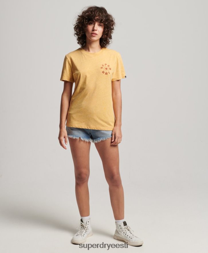 Superdry naised vintage nostalgia T-särk B2LT42666 Riietus kollane