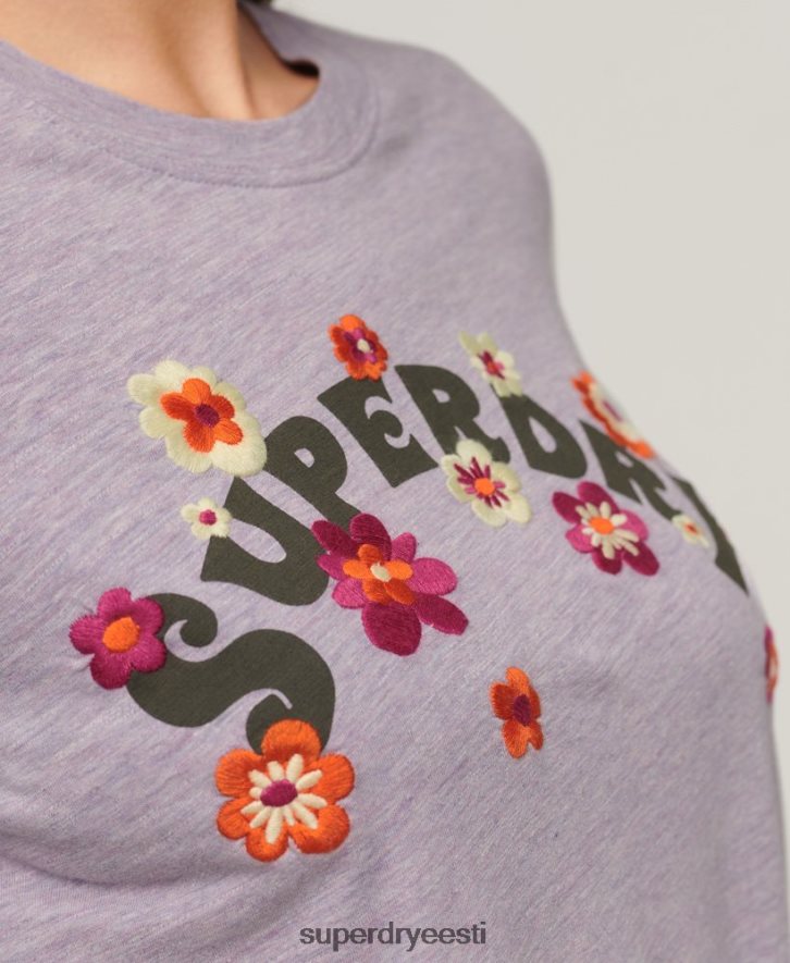 Superdry naised vintage nostalgia pikkade varrukatega topp B2LT42885 Riietus lilla