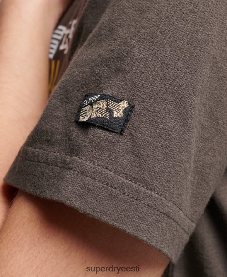 Superdry naised vintage retro vikerkaare T-särk B2LT42683 Riietus tumehall