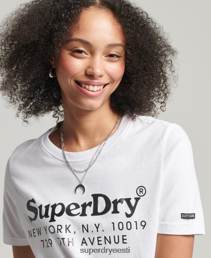 Superdry naised vintage toimumiskoha huvi t-särk B2LT46202 Riietus valge