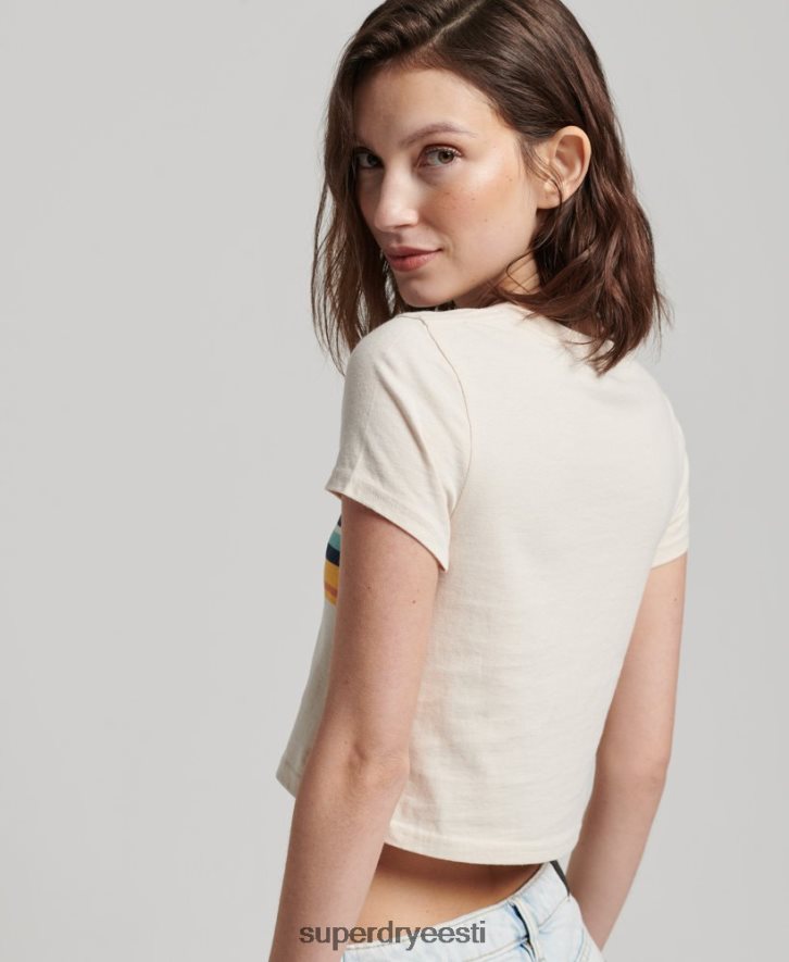 Superdry naised vintage triibuline crop t-särk B2LT42705 Riietus kreem