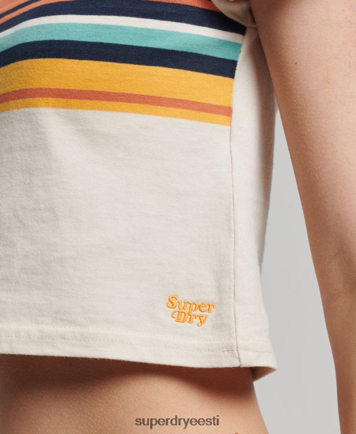 Superdry naised vintage triibuline crop t-särk B2LT42705 Riietus kreem