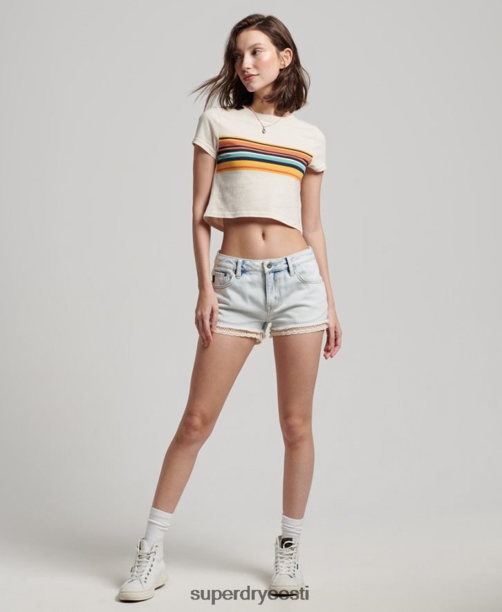 Superdry naised vintage triibuline crop t-särk B2LT42705 Riietus kreem