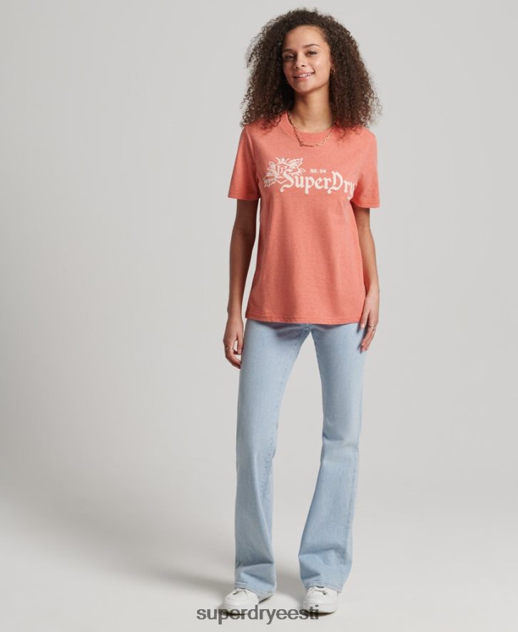 Superdry naised vintage uhkus käsitöö T-särgi üle B2LT42725 Riietus korallid