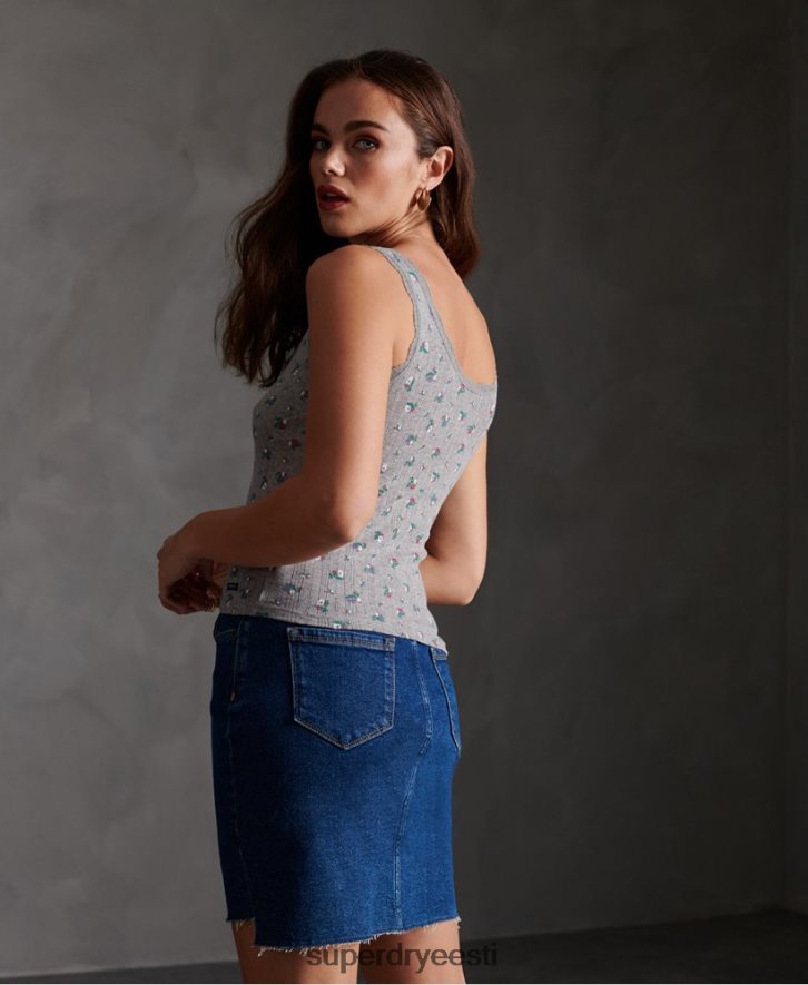 Superdry naised hädavajalik pointelle tanktop B2LT43088 Riietus helehall