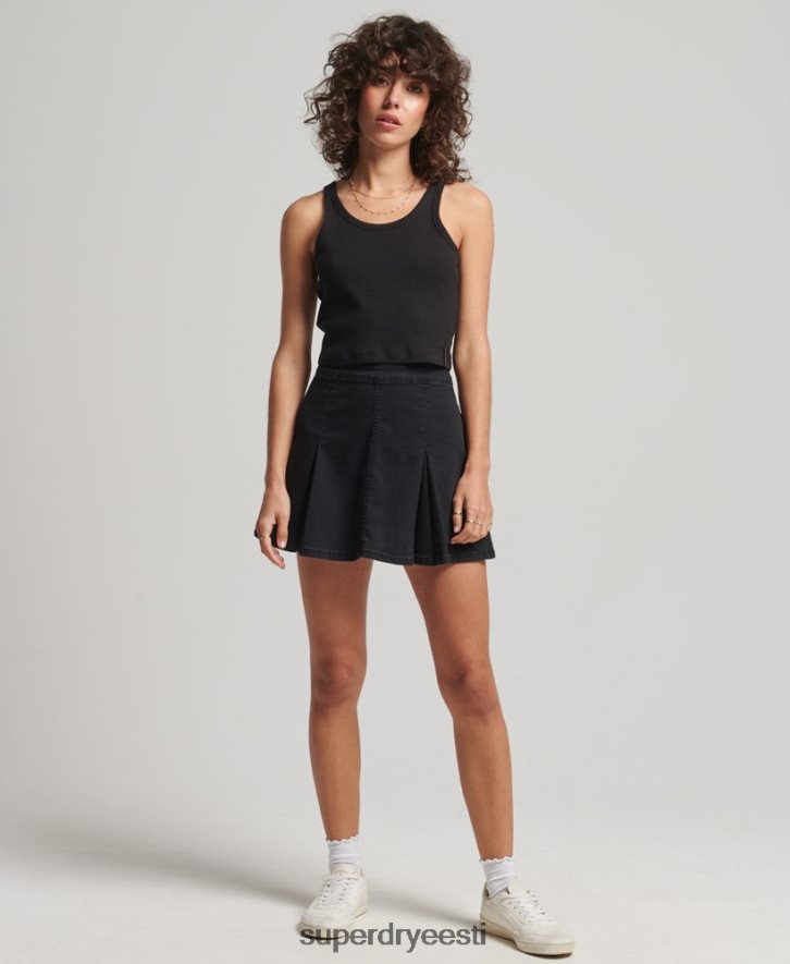 Superdry naised orgaanilisest puuvillast vintage soonikuga crop vesti topp B2LT46698 Riietus must