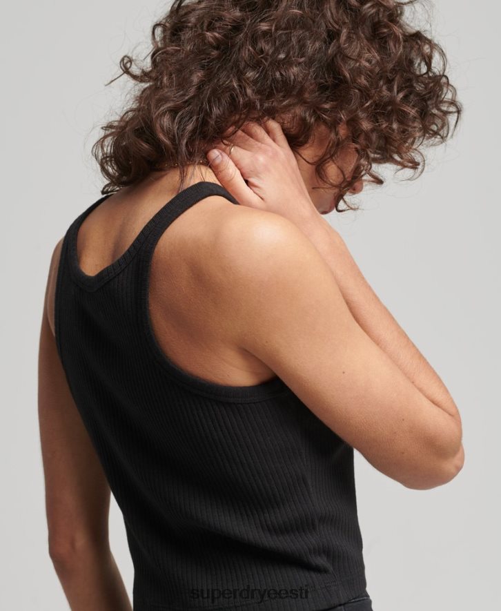 Superdry naised orgaanilisest puuvillast vintage soonikuga crop vesti topp B2LT46698 Riietus must