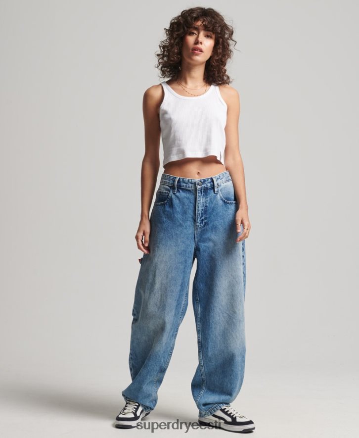 Superdry naised orgaanilisest puuvillast vintage soonikuga crop vesti topp B2LT46699 Riietus valge