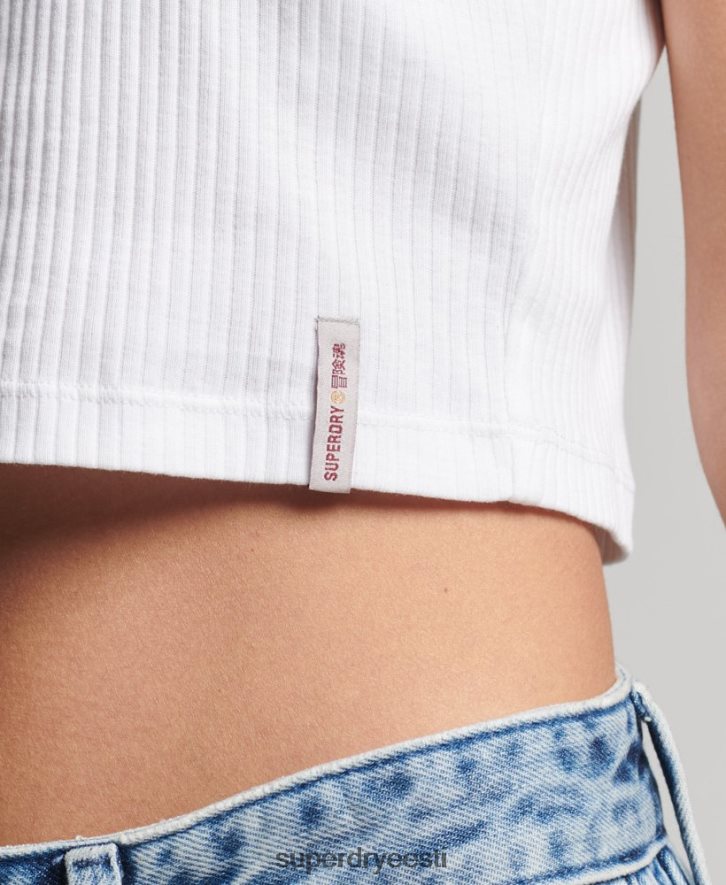 Superdry naised orgaanilisest puuvillast vintage soonikuga crop vesti topp B2LT46699 Riietus valge
