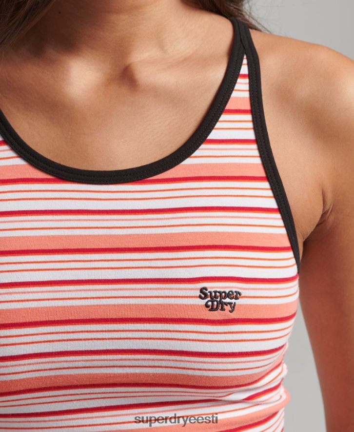 Superdry naised vintage cali triibuline vest B2LT42957 Riietus korallid