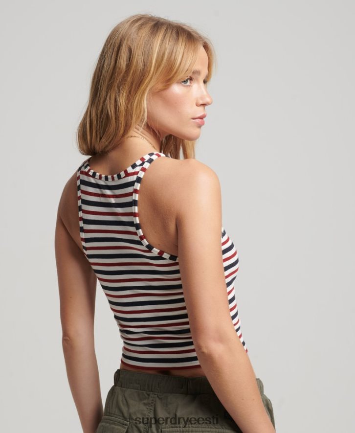 Superdry naised vintage cali triibuline vest B2LT42973 Riietus valge
