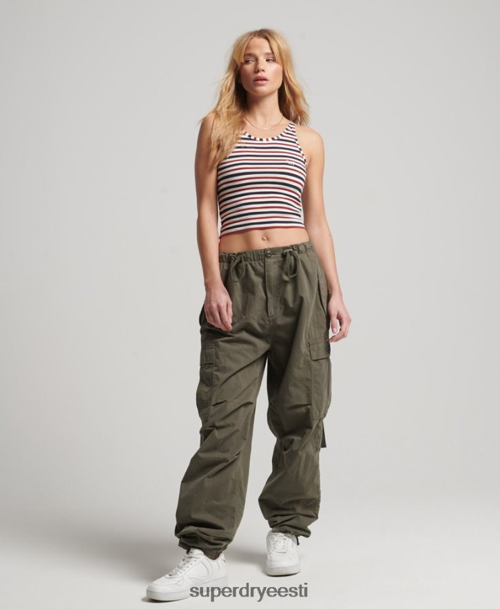 Superdry naised vintage cali triibuline vest B2LT42973 Riietus valge