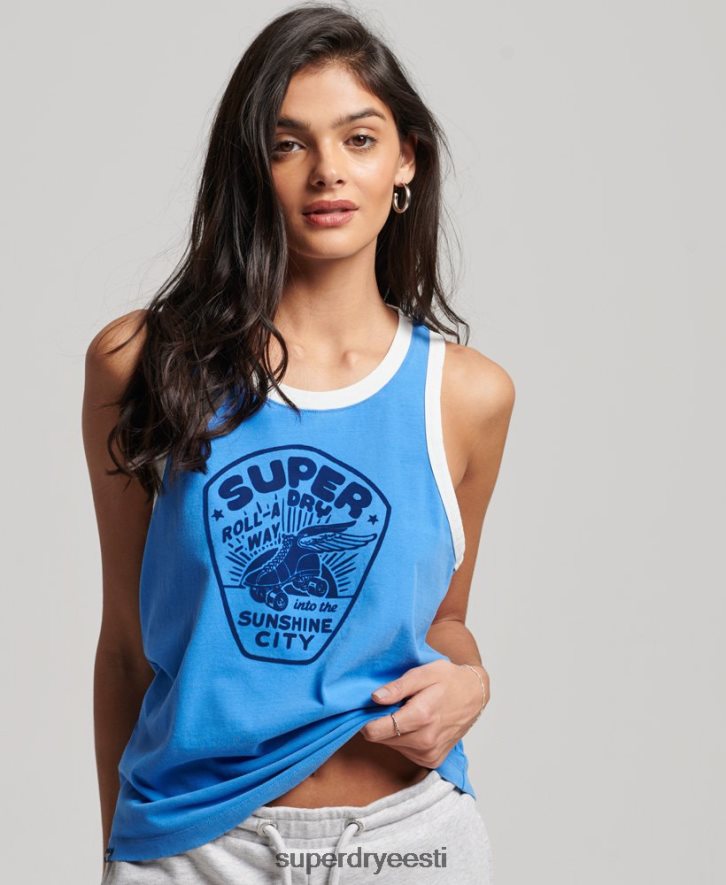 Superdry naised vintage rull sellega vest B2LT42174 Riietus sinine