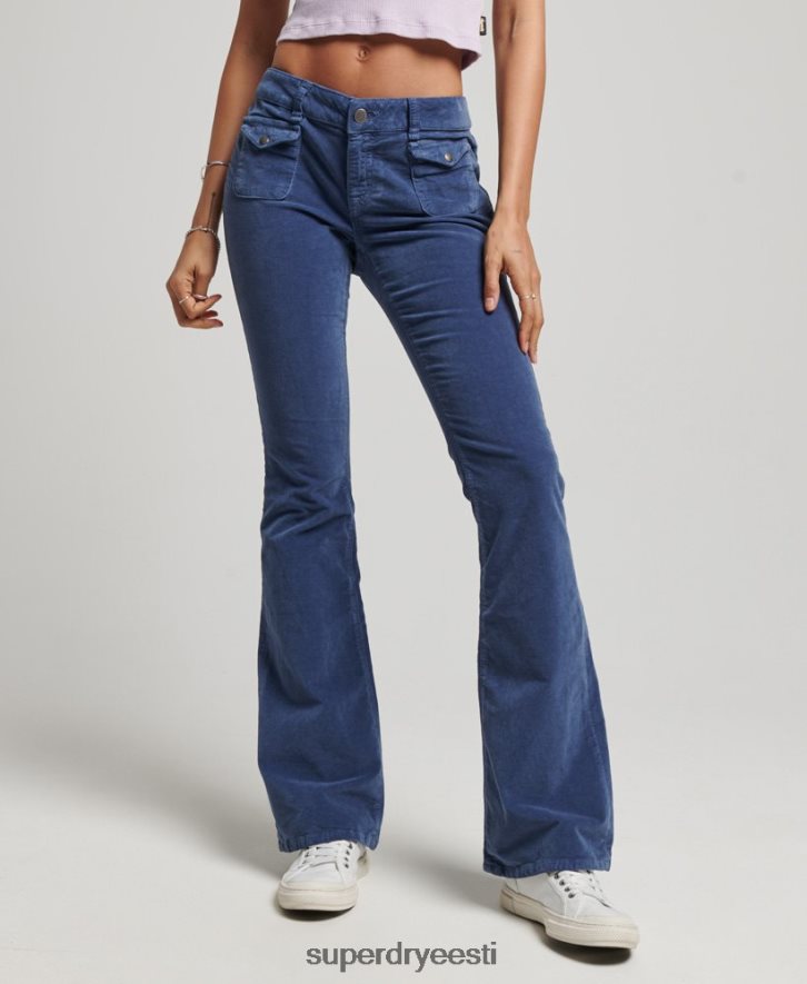 Superdry naised madala tõusuga velvet flare teksad B2LT42585 Riietus sinine