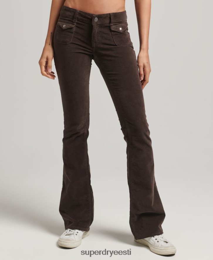 Superdry naised madala tõusuga velvet flare teksad B2LT42588 Riietus pruun