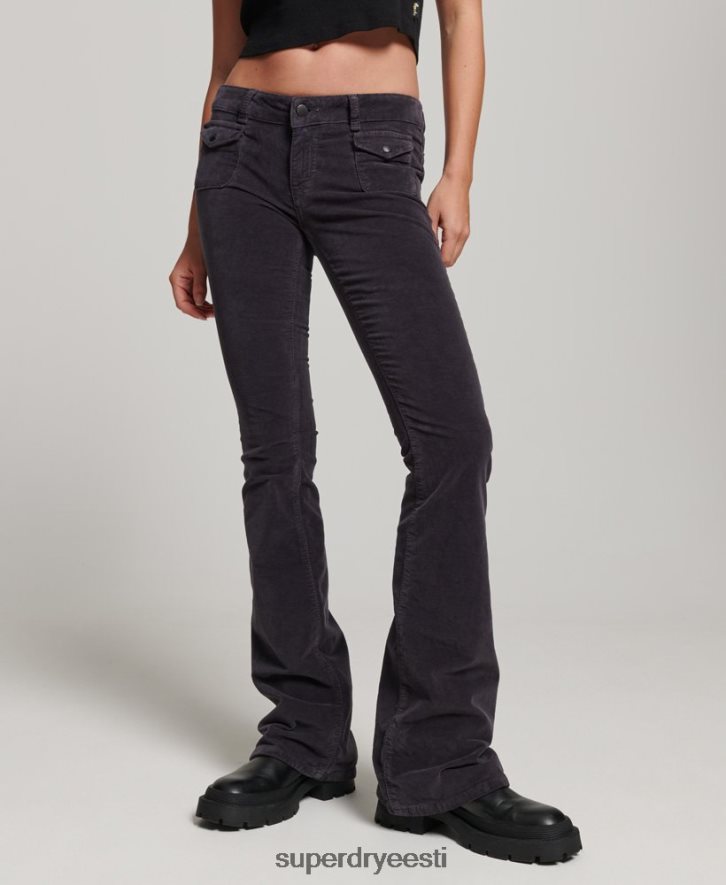 Superdry naised madala tõusuga velvet flare teksad B2LT42596 Riietus must