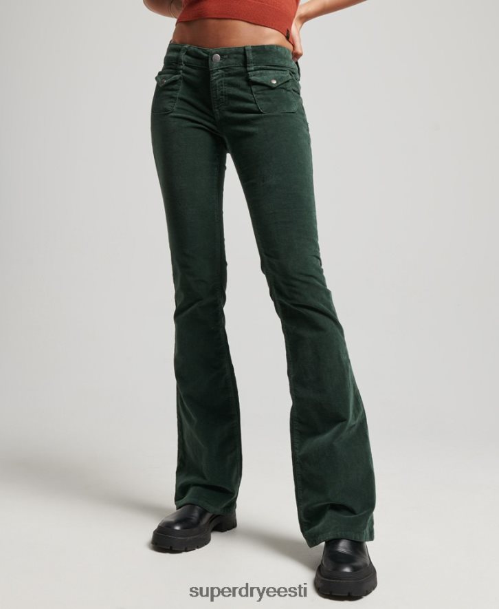 Superdry naised madala tõusuga velvet flare teksad B2LT42597 Riietus roheline