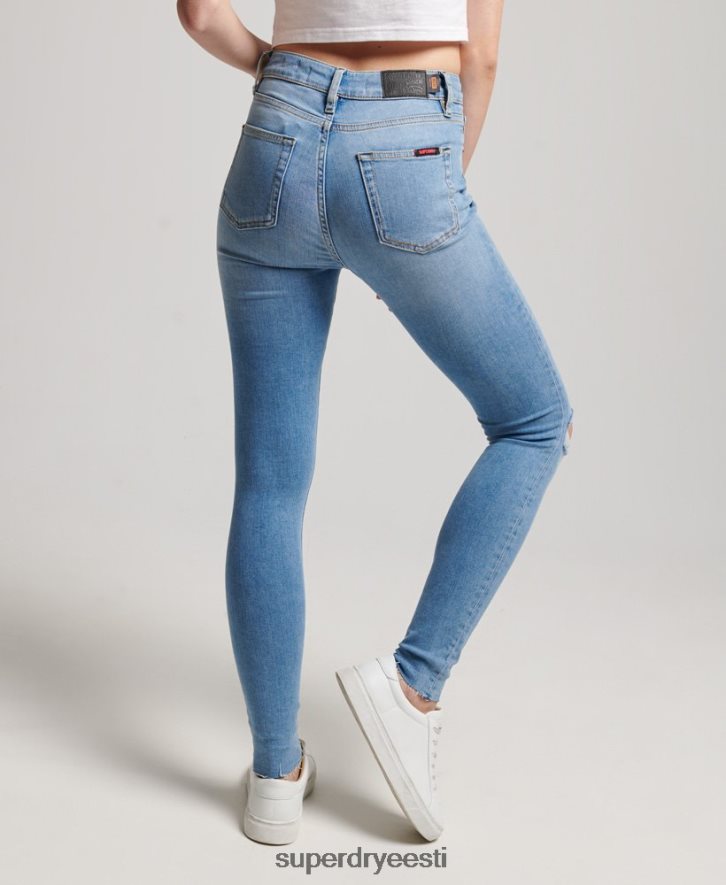 Superdry naised orgaanilisest puuvillast kõrge tõusuga kitsad teksapüksid B2LT43878 Riietus helesinine