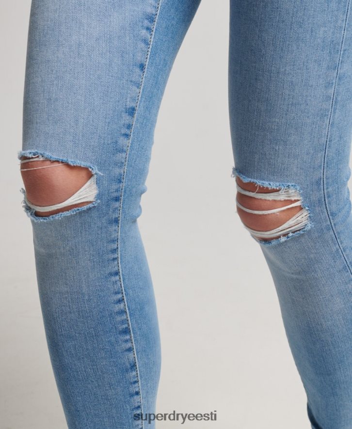 Superdry naised orgaanilisest puuvillast kõrge tõusuga kitsad teksapüksid B2LT43878 Riietus helesinine