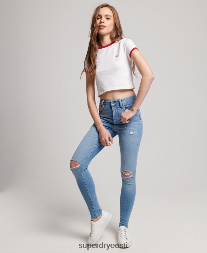 Superdry naised orgaanilisest puuvillast kõrge tõusuga kitsad teksapüksid B2LT43878 Riietus helesinine