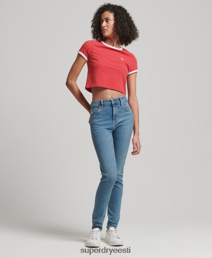 Superdry naised orgaanilisest puuvillast kõrge tõusuga kitsad teksapüksid B2LT43880 Riietus sinine