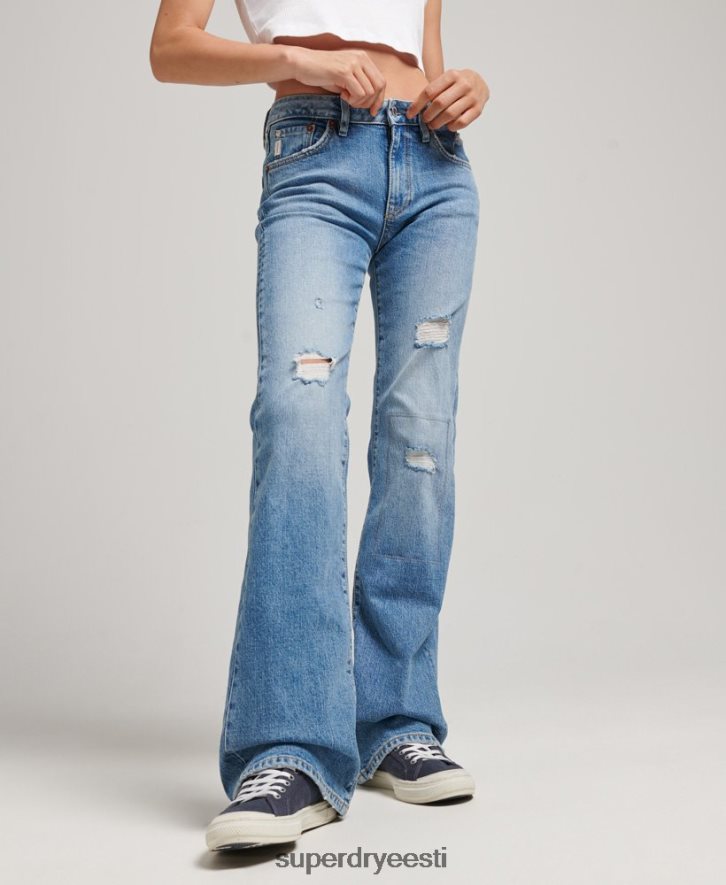 Superdry naised orgaanilisest puuvillast keskmise kõrgusega õhukesed teksad B2LT43887 Riietus sinine