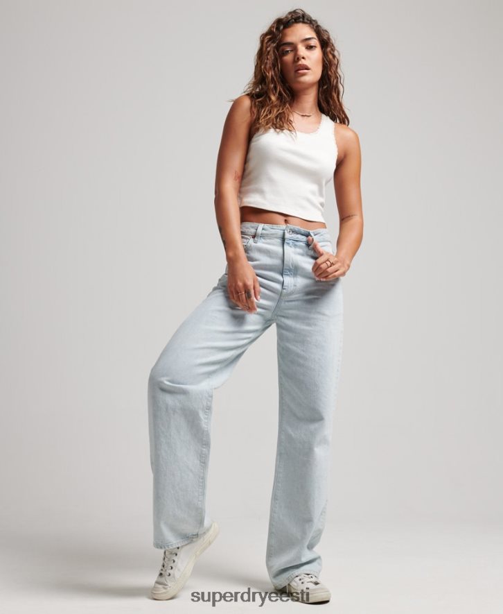 Superdry naised orgaanilisest puuvillast laia säärega teksad B2LT43871 Riietus helesinine