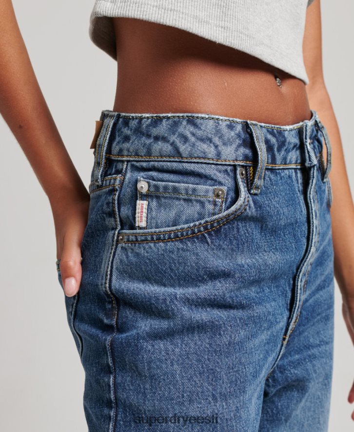 Superdry naised orgaanilisest puuvillast laia säärega teksad B2LT43875 Riietus tumesinine