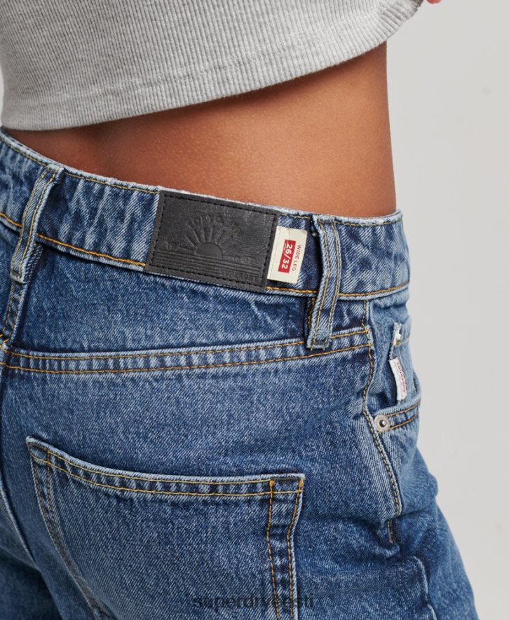 Superdry naised orgaanilisest puuvillast laia säärega teksad B2LT43875 Riietus tumesinine