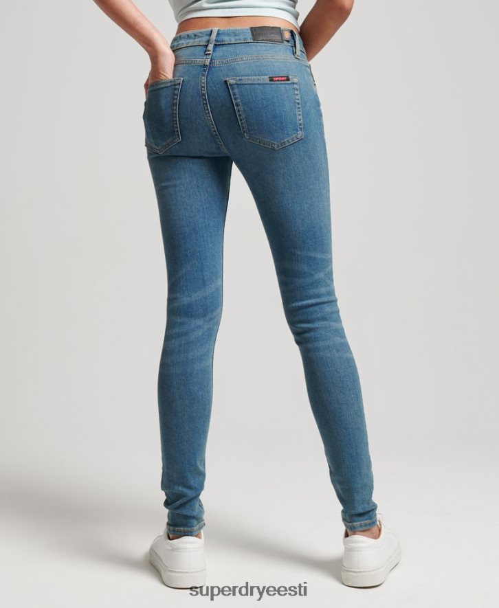 Superdry naised orgaanilisest puuvillast vintage keskmise tõusuga kitsad teksad B2LT43865 Riietus sinine