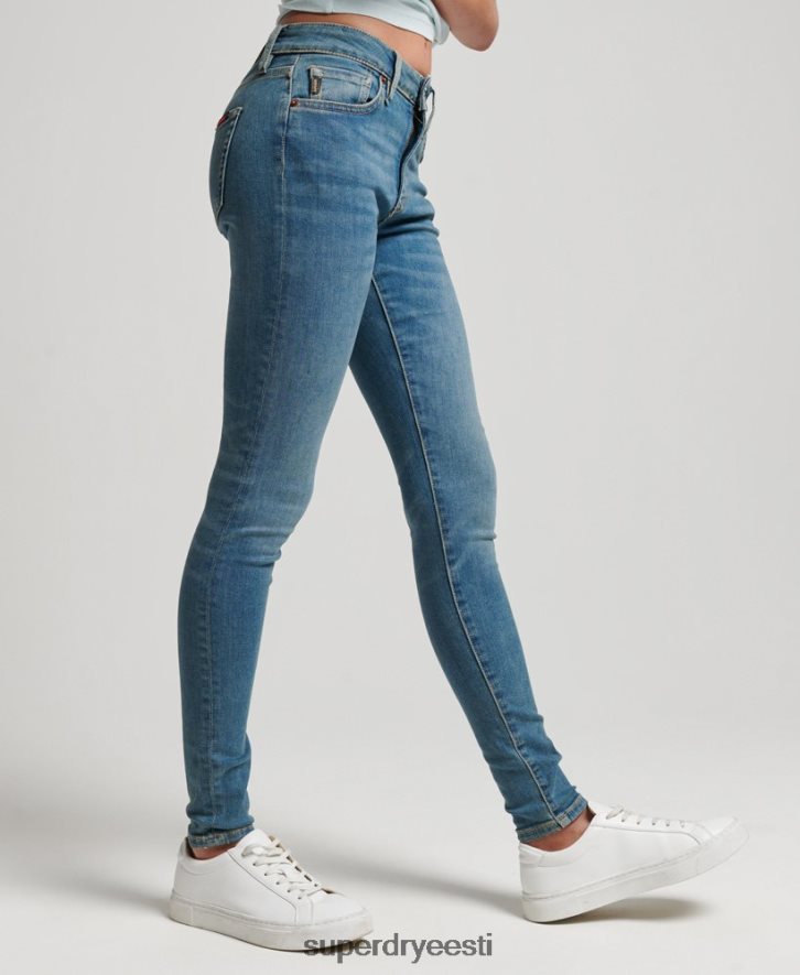 Superdry naised orgaanilisest puuvillast vintage keskmise tõusuga kitsad teksad B2LT43865 Riietus sinine
