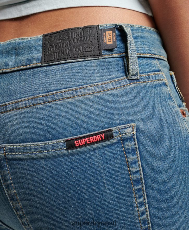 Superdry naised orgaanilisest puuvillast vintage keskmise tõusuga kitsad teksad B2LT43865 Riietus sinine