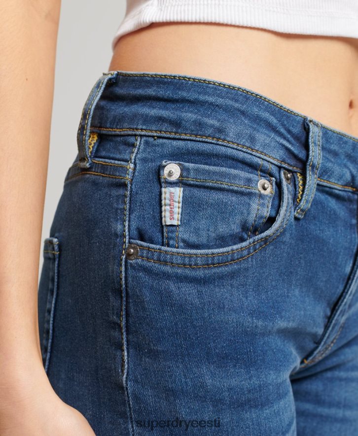 Superdry naised orgaanilisest puuvillast vintage keskmise tõusuga kitsad teksad B2LT43874 Riietus tumesinine