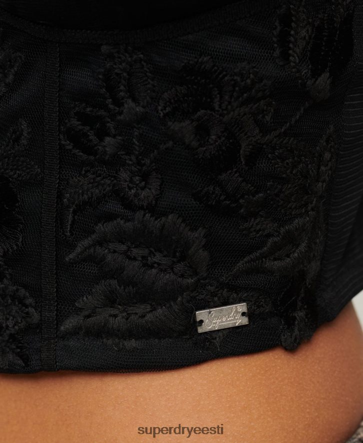 Superdry naised lilledega tikitud korseti ülaosa B2LT42039 Riietus tumehall